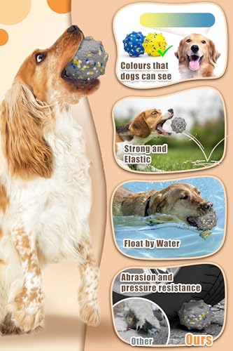 1.96'' Dog Balls for Dogs Aggressive Chewers Indestructible Tennis Durable Bouncy Interactive Dog Toy Balls for Fetch Game Floating Training (Grey-Small)