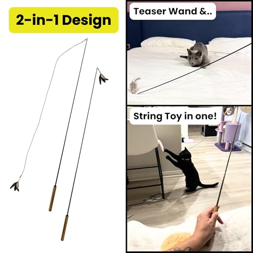 Forever Stick Cat Wand Toy (Forever Stick and Chew-proof String)