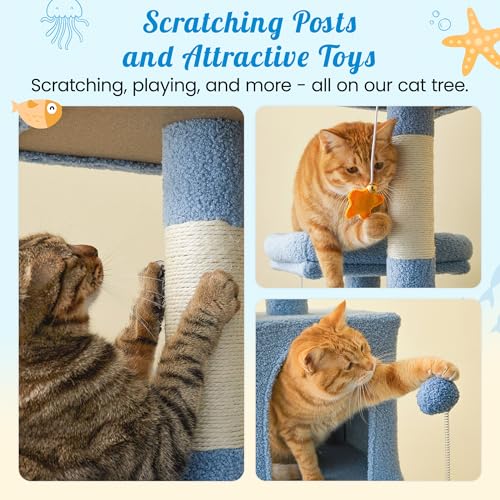 Ocean Themed Cat Tree (70.1 in / Blue)