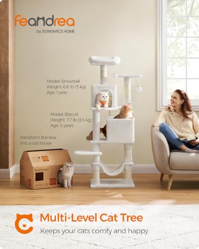 Cat Tree 59.5 (59.5 Inches / Cream White)