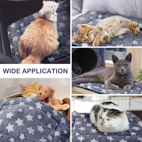 4 Pcs Dog Crate Pads Soft Warm (Rectangular 18 x 24 x 1.6 Inch / Star / Blue)