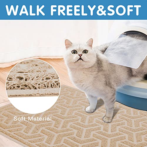 Waterproof Cat Litter Mat Large 35" x 24" Soft on Kitty Paws (E-Beige)