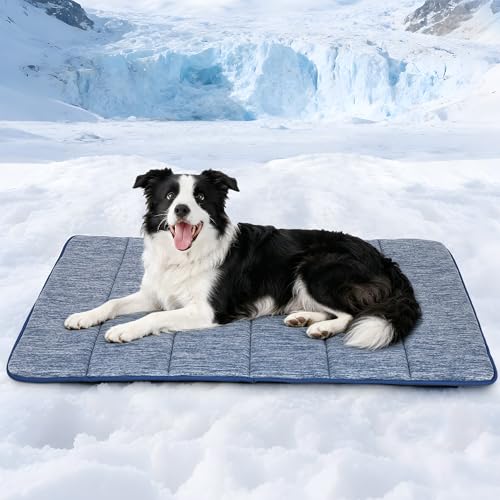 Dog Cooling Mat for Large Dogs (Wander Blue / 35"L x 23"W x 0.8"H)