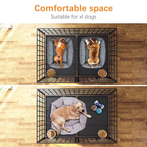 48"Metal Dog Crate for 2 Medium (48"inch for 2 Dogs / Black)