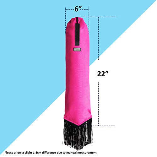 Smooth Lightweight Adjustable Fastener Nylon Horse Tail Bag with Fringe (Fuchsia Pink)