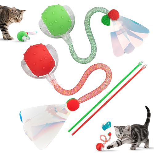 Red & Green Interactive Cat Toy Ball Combo (Red & Green)