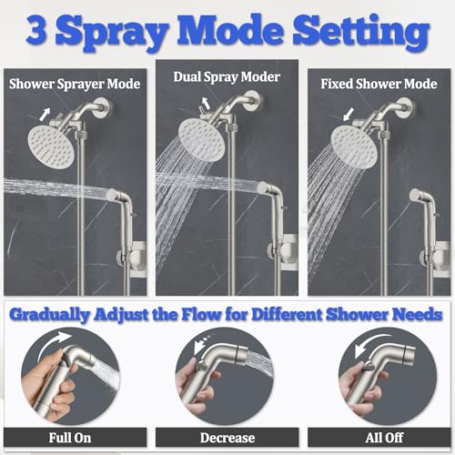 Dog Shower Attachment Metal (Shower Diverter with Elbow Outlet Design / Brushed Nickel)