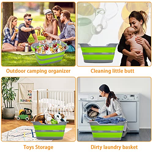 Multipurpose Collapsible Pet Bathtub with Drainage Hole for Puppy Small Dogs Cats (Green)