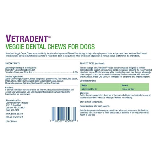 Veggie Dental Chews for Large Dogs (1.1 Ounce (Pack of 30))