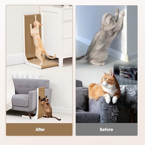 Cardboard Cat Scratcher for Indoor Cats (White / 16.6x11.2x26.8)