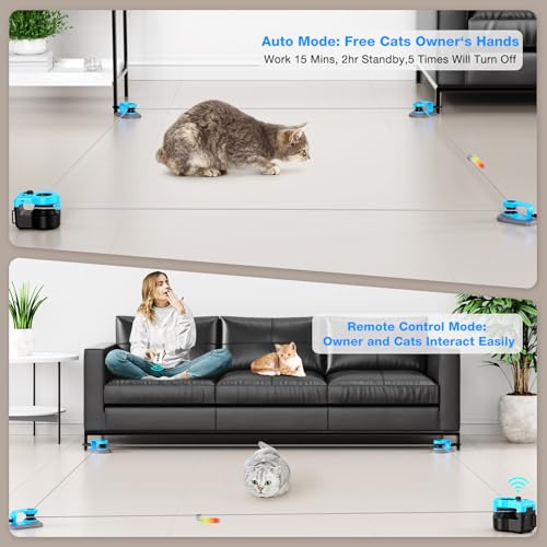 Interactive Cat Toy for Indoor Cats with Remote (Sky Blue)