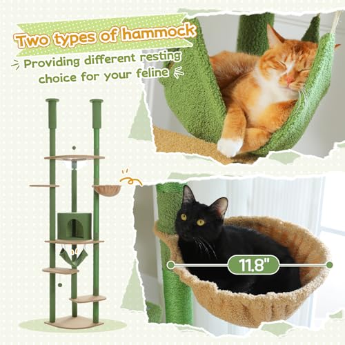 Floor to Ceiling Cat Tree (XXL(93''-101'') / Green)