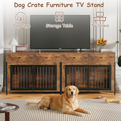 Large Dog Crate Furniture with 2 Drawers (vantage brown)