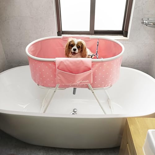 Portable Foldable Dog Bathtub for Small & Medium Dogs (Pink)