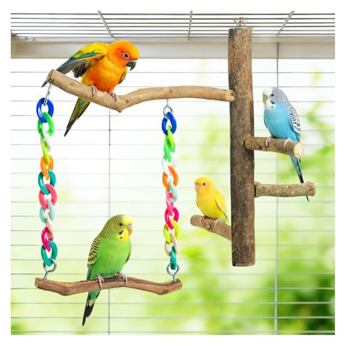 Bird Toys Bird Swing Toys with Perch Stand (Natural Wood / Swing Toys with Perch Stand)