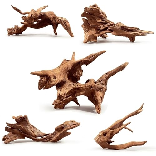 Natural Driftwood for Aquarium Decor (Mopani driftwood （5-8 inch pack of 5）)