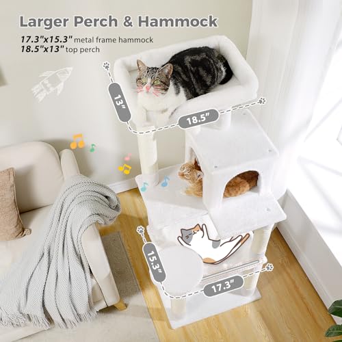 56.3" Cat Tree for Indoor Cats Large Adult with Hammock (White / 56 Inches)