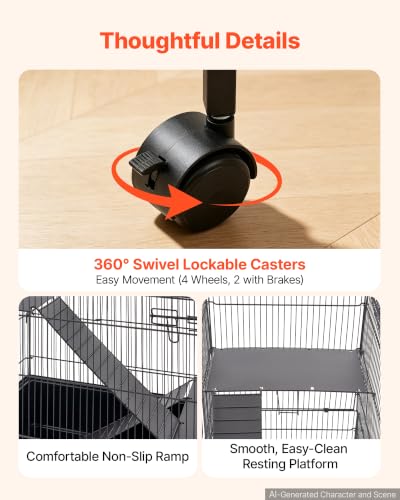 Metal Small Animal Cage 39.8" H 3 (24.8"L x 14.2"W x 39.8"H)