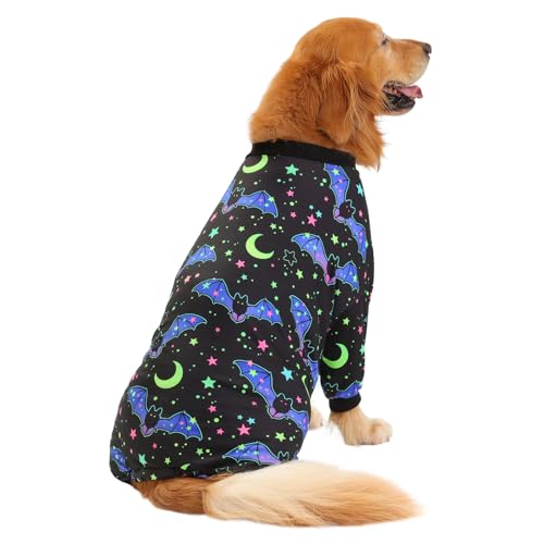 Dog Pajamas One Piece Light Comfy Pjs Pet Costume M (Medium / Starry Bats)