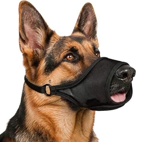 Dog Muzzle for Large Medium Small Dogs German Shepherd Labrador (Black / S(Snout:7.75"-8.75"))