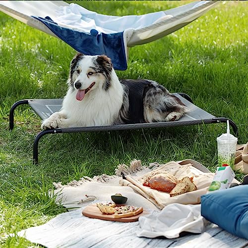Outdoor Elevated Cooling XL Dog Bed for Extra Large Dog (Grey / 54"L x 35.4"W x 8"Th)