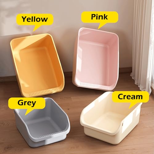 Large Cat Litter Box with High Sides (Yellow)