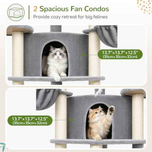 73in Corner Stable Cat Tree for Indoor Cats (Light Grey / 73 inch)