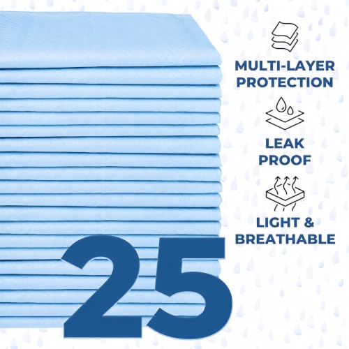 Underpads Training Pet Pee Pads for Dogs (Blue/White / 25 Pack - 30x36)