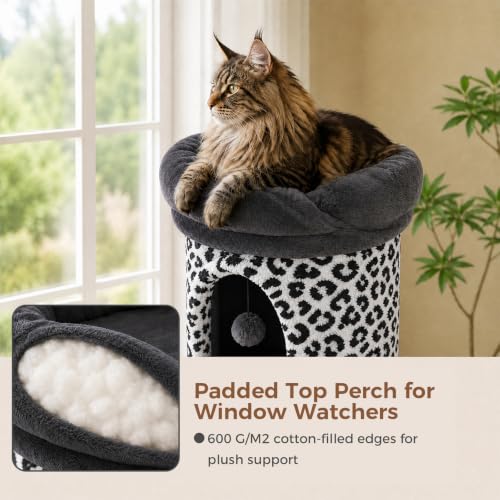 68.5" White Leopard Print Cat Tree Tower with 4 Condos (White Leopard Print / 69" Forest Cat Tree)