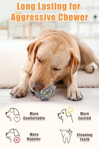 1.96'' Dog Balls for Dogs Aggressive Chewers Indestructible Tennis Durable Bouncy Interactive Dog Toy Balls for Fetch Game Floating Training (Grey-Small)