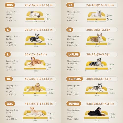 XXL Orthopedic Waterproof Dog Bed with Bolster for Extra Large Dogs (45.0"L x 35.0"W x 8.0"Th / Ginger)