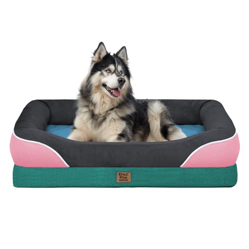 Orthopedic Washable XXL Dog Bed for Extra Large Dogs (Navy Blush / 45"L x 35"W x 7.5"Th)