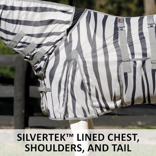 Soft Interlock Mesh II Zebra Horse Fly Sheets (Horse Size 78 / Attached Neck Euro Bellyband / Zebra)