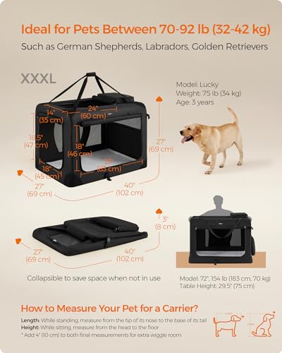 Collapsible Soft Dog Crate (XXXL（40.0"L x 27.0"W x 27.0"H） / Black)