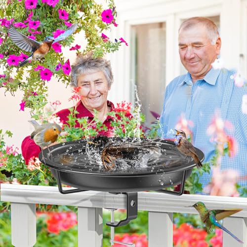 Deck Mounted Bird Bath for Outside (Black)