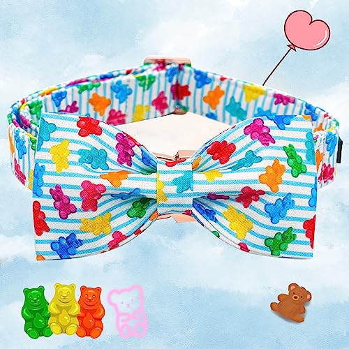 Dog Collar Summer Dog Collar with Bow tie (Colorful Bear / X-Small (Pack of 1))