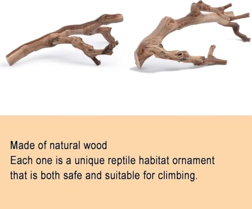 2PCS Reptile Wood Branches Decor (2Pcs 9.8in Grapewood Branches)