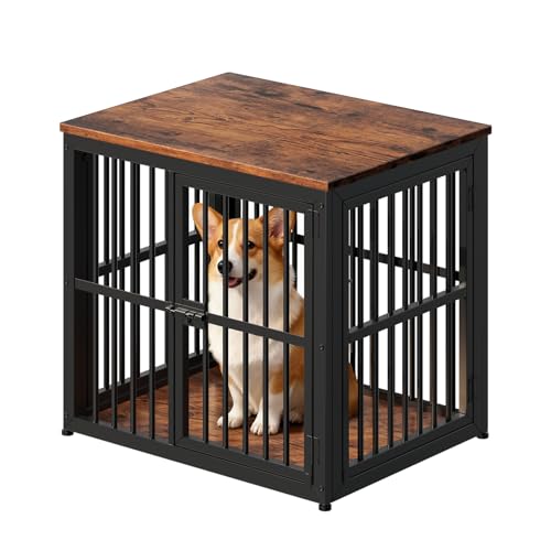 27'' Dog Crate Furniture with 3 Doors for Puppy Small Dogs (Brown / 26.9"L x 20.9"W x 24.0"H)