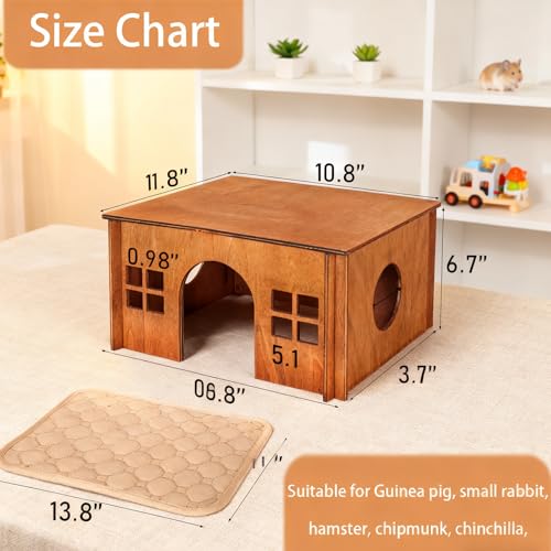 Wooden Guinea Pig Hideout (Brown Style 1 / Medium)