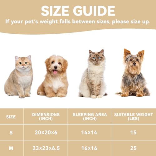 23in Camel Round Dog Bed Sofa for Dogs Cats (Camel / Medium)