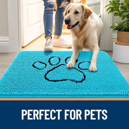 Dog Door Mat for Muddy Paws 36x24 (Aqua Blue / 36" X 24")