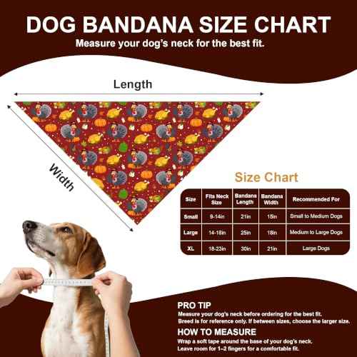 Thanksgiving Dog Bandana for Large Dogs (Thanksgiving- Brown/Beige (2 Sided) / X-Large)