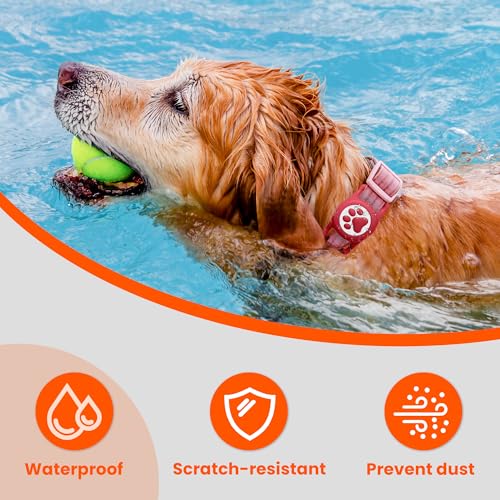 Waterproof Airtag Dog Collar Holder for Apple Air Tag (Red)