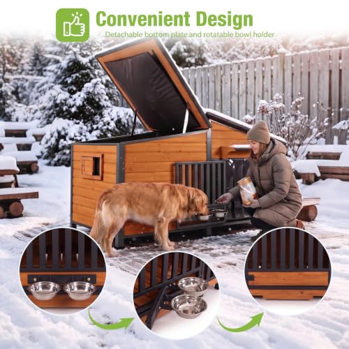 Extra Large 60" Heated Dog House Outdoor Dog Kennel with Safe Heated Pad