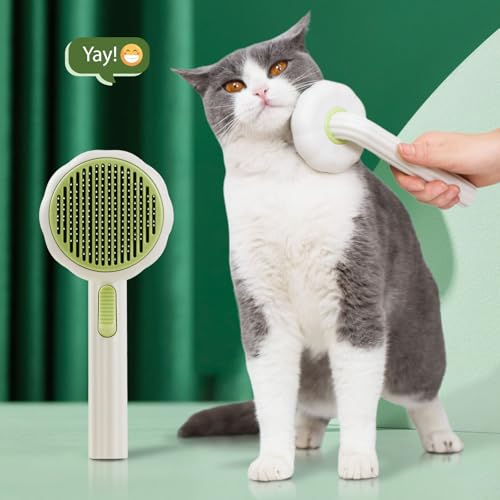 Cat Brush for Indoor Cats for Shedding (Green)