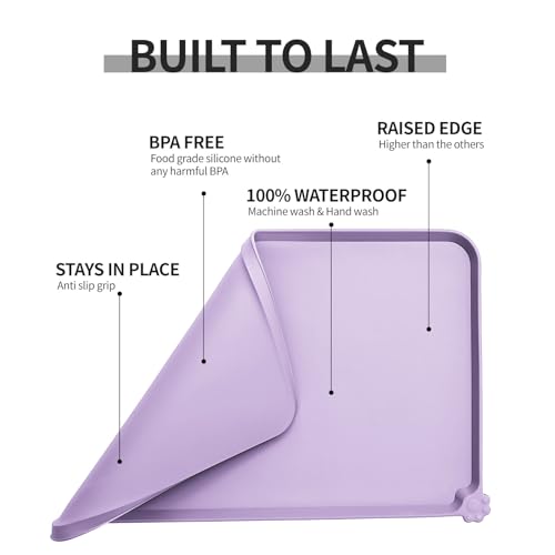 Silicone Pet Feeding Mat (Hibiscus Purple / 22" x 14")