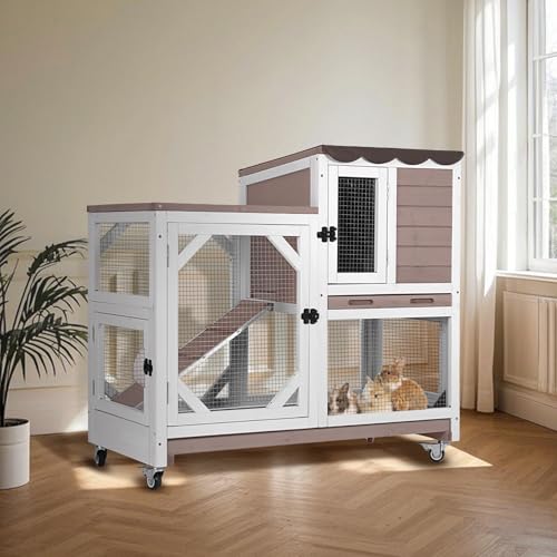 Rabbit Hutch Indoor for 2 ((Brown-AIR7013))