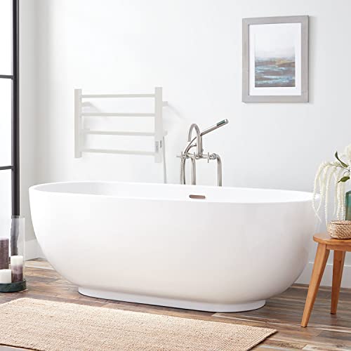 Towel Warmer 4 Bars for Bathroom Wall Mounted Bath Towel Heater Hardwired and Plug (4 Bars / Square-white)