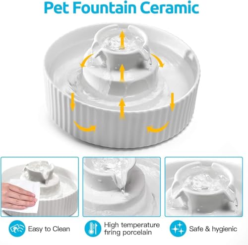 2.1L Ceramic Cat Water Fountain for Cats and Dogs