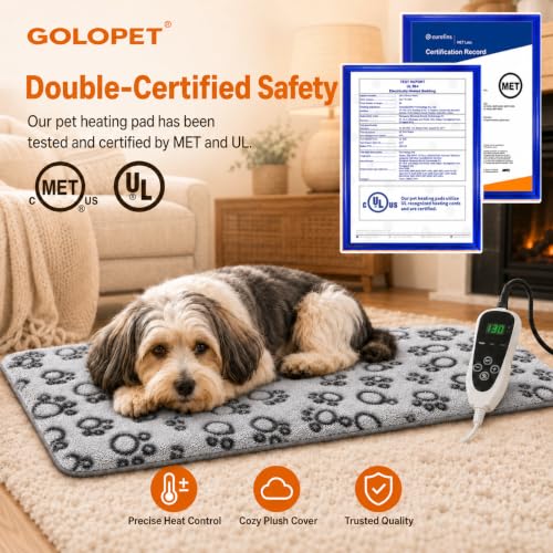 Dog Heating Pad 32x20 in UL (Grey / 32 x 20 in)
